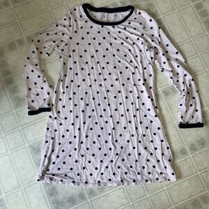 Kate Spade Night Shirt Womens Medium Pink Blue Polka Dot Cotton Modal Blend